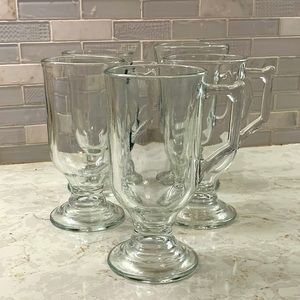 Set of 5 Clear Glass Irish Coffee Mugs